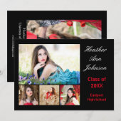 5 Photos Collage - Faire-part de diplôme (Devant / Derrière)