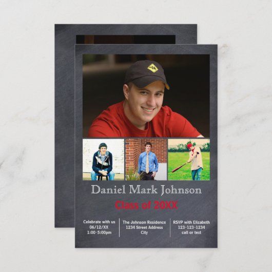 5 photos Collage vertical - 3x5 Faire-part graduée (Devant / Derrière)