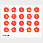5 procent korting stickers, wit en rood ronde sticker (Vel)