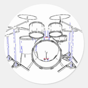 5-puntsdrumkit: markeringstekening: ronde sticker