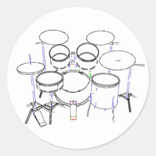 5-puntsdrumkit: markeringstekening: ronde sticker
