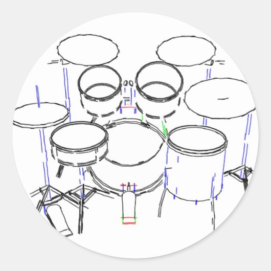 5-puntsdrumkit: markeringstekening: ronde sticker (Voorkant)