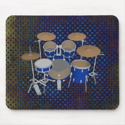 5-puntsdrumset - blauwe afwerking - Mousepad Muismat (Voorkant)