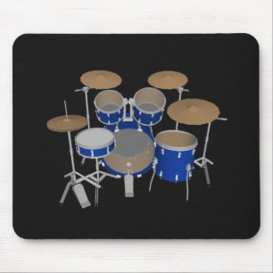 5-puntsdrumset - blauwe afwerking - zwarte mousepa muismat