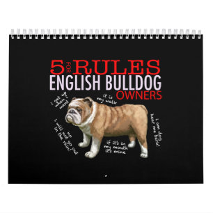 5 Regels voor Engelse bulledog Oowner Bulldog Dad Kalender
