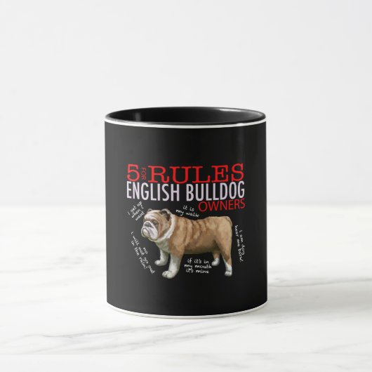 5 Regels voor Engelse bulledog Oowner Bulldog Dad  Mok (Midden)