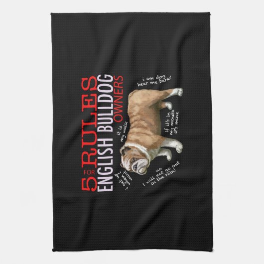 5 Regels voor Engelse bulledog Oowner Bulldog Dad Theedoek (Verticaal)