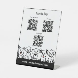 5 Schattige Dogs Professional Scan om QR Codes te  Reclamebord Met Voetstuk