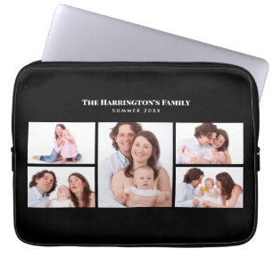 5 secties Custom Foto Eenvoudig Elegant Zwart Lijs Laptop Sleeve