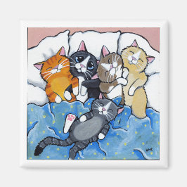5 Sleepy Kittens - Cat Art Magnet Magneet