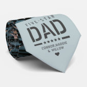 5 STAR DAD Moderne Cool 2 Foto Vaderdag Stropdas (Opgerold)