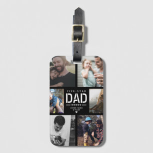 5 STAR DAD Moderne Cool Photo Collage Vaderdag Bagagelabel