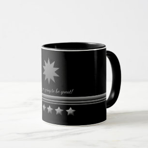 5-Star Silver Text Black Professional Business Mok