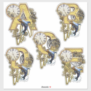 5 Steampunk A B C D E Beeldhouwwerk Sticker