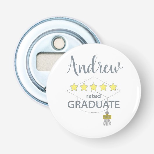 5 sterren Afstuderen Button Flesopener (Voorkant)