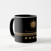 5 sterren in geborsteld Gold Black Professional Mok (Voorkant links)