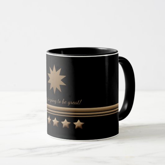 5 sterren in geborsteld Gold Black Professional Mok (Voorkant rechts)
