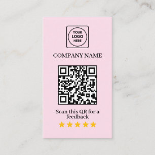 5-sterren review QR roze visitekaartje