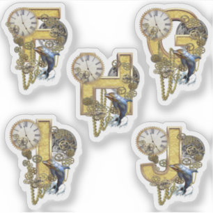 5 Sticker de sculpture Steampunk F G H E J