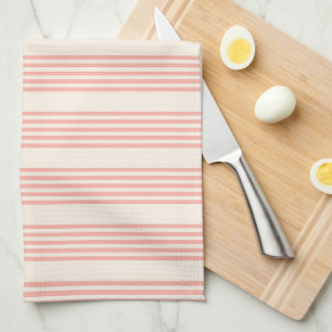 5-streepjespatroon koraal en beige theedoek