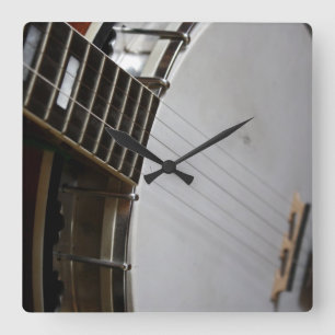 5 String Banjo Wall Clock Vierkante Klok