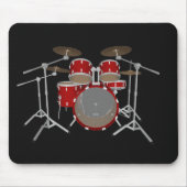 5 stuks drum kit - rode afwerking - drums mousepad muismat (Voorkant)
