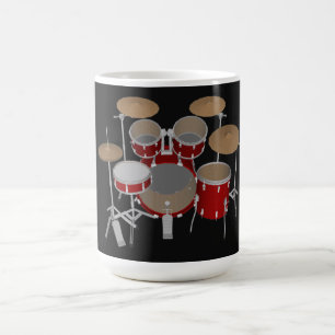 5-stuks trommelkit - Rood - koffie Mok - drumset