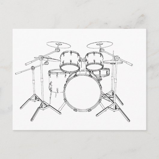 5-stuks trommelkit: Zwart-wittekening: Briefkaart (Voorkant)