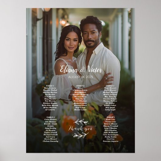 5 tables élégant tableau de sièges mariage photo (Devant)