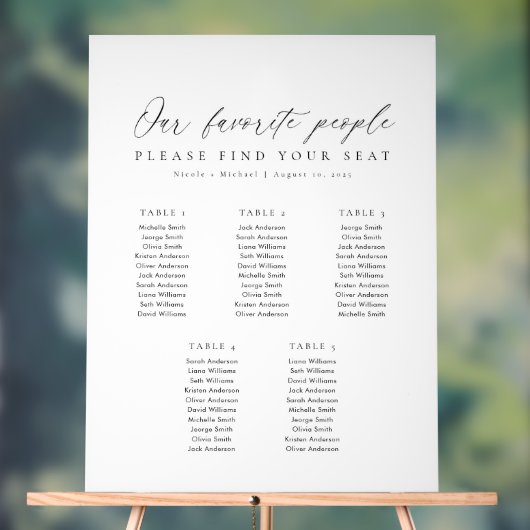 5 Tables Favorite People Acrylic Seating Chart (Neutre)