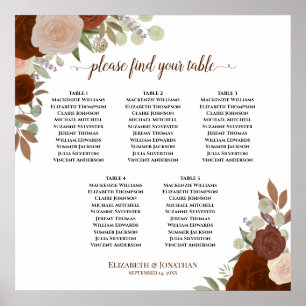 5 Tafel Sinaasappel Floral Wedding Seating Chart Poster