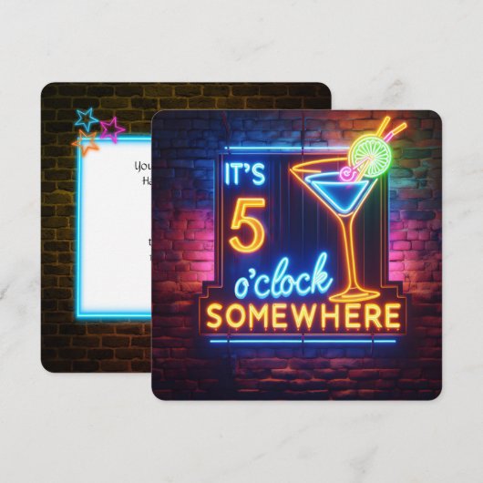 5 uur Happy Hour Party Kaart (Voorkant / Achterkant)