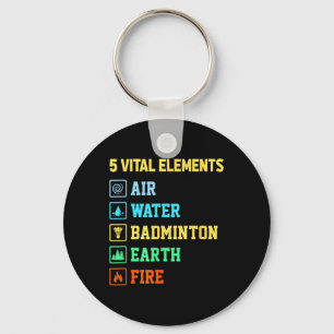 5 Vitale Elementen Lucht Water Badminton Aarde Vuu Sleutelhanger