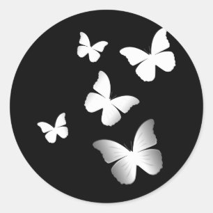 5 Witte Butterflies Ronde Sticker