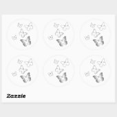 5 Witte Butterflies Ronde Sticker (Vel)