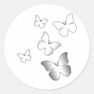 5 Witte Butterflies Ronde Sticker