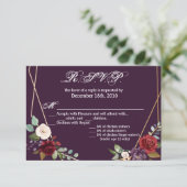 5 x 3,5 R.S.V.P. Carte Plum Purple Rose Gold Geome (Debout devant)