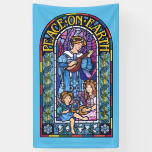 5' x 3' Kerst vinyl Banner Glas in lood