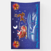 5' x 3' kerstvinyl Banner Santa sleigh ride (Verticaal)