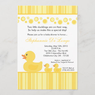 5 x 7 2 Gele Rubber Duck Baby shower Uitnodiging