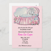 5 x 7 aankondiging FOTO Pink & Blue Basanet Birth (Voorkant / Achterkant)