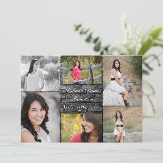 5 x 7 aankondiging van Black Brick Building Wall S (Staand voorkant)