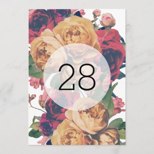 5 x 7 Antiek Rozen Bloemenbruiloft Tafelnummers (Voorkant)