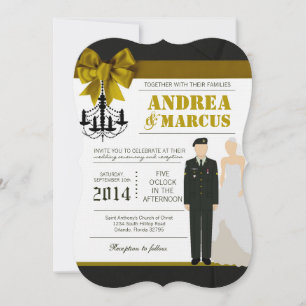 5 x 7 ARMY Bride Uniform Wedding Invitation Kaart