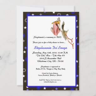 5 x 7 Baby Boy & Stork Baby shower Uitnodiging