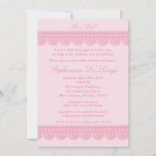 5 x 7 Baby Girl Pink Lace Baby shower Uitnodiging