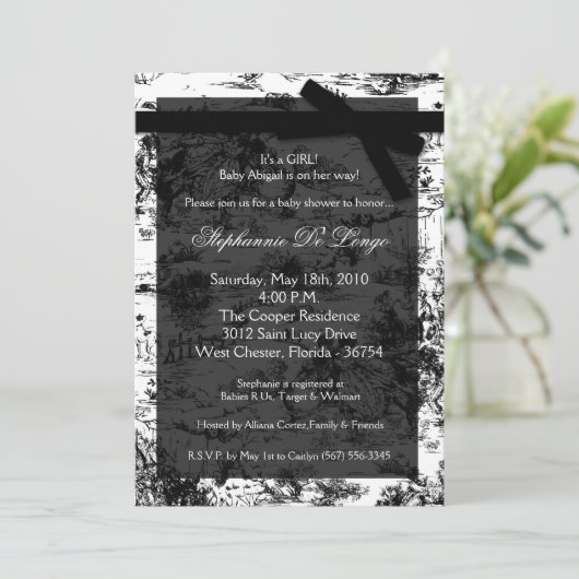 5 x 7 Baby shower voor zwart-witverbinding Kaart (Staand voorkant)