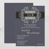 5 x 7 Black Stropdas Affair Grey Linen Wedding Inv Kaart (Voorkant / Achterkant)