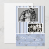 5 x 7 Blue & Silver Snowflake PHOTO-kerstkaart Feestdagenkaart (Voorkant / Achterkant)