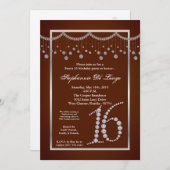 5 x 7 bruin diamantzweet 16 uitnodiging van zaterd (Voorkant / Achterkant)